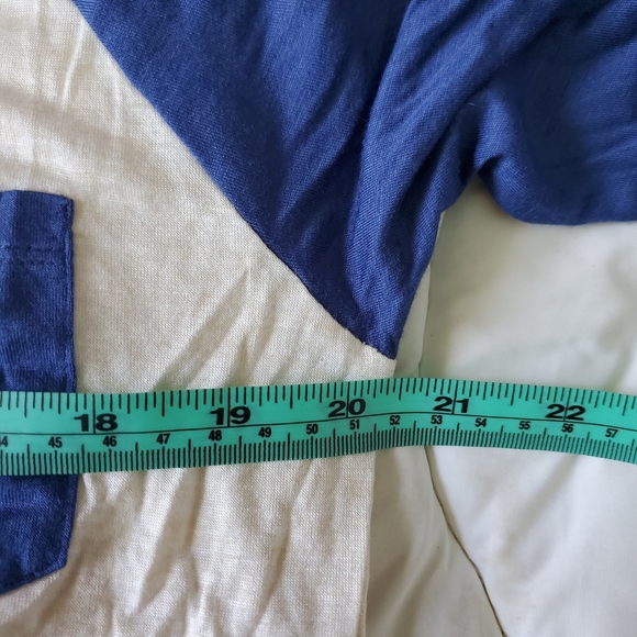 Glitz Cream Fabric with Blue Print. Sports Jersey Look - Picture 6 of 6